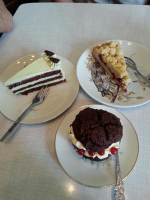 choice of desserts at Cafe Hibiskus in Cologne