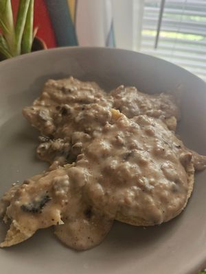 walnut and lentil sausage gravy over biscuits at Moonshadow Kitchen - Cloud Kitchen in Himrod