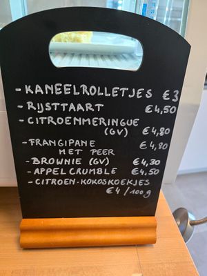 Price list at Canela in Bruges