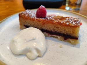 Raspberry frangipane at Botany Bay Hotel in Broadstairs