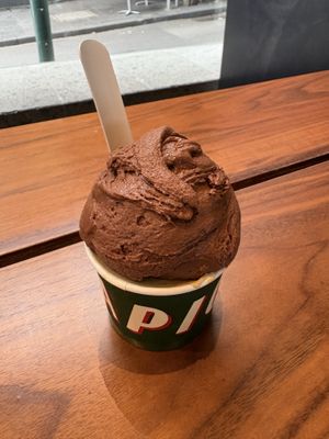 Dark chocolate, and pistachio (hidden)   at Piccolina Gelateria in Melbourne