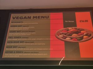 Menu at Merkamo Vegan in East London