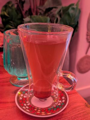 Traditional tea with cloves, cardamom and cinnamon at Merkamo Vegan in East London