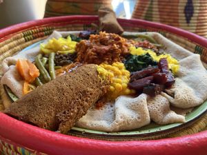 Medium traditional platter   at Merkamo Vegan in East London