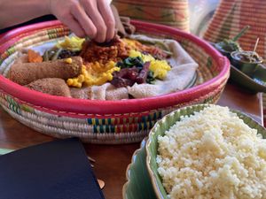 Super fluffy couscous   at Merkamo Vegan in East London