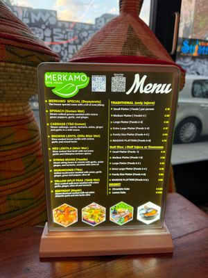 Menu at Merkamo Vegan in East London