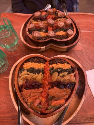 Half and half mains   at Merkamo Vegan in East London