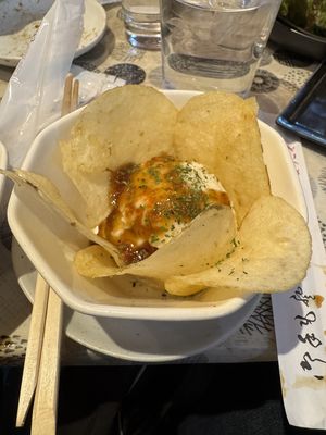 Potato salad (labeled vegan but I’m not sure if it actually was)  at Banshaku-ya - 新宿思い出横丁 ばんしゃく家 in Tokyo