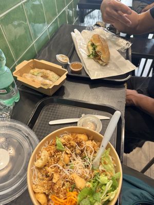 Vegan noodle bowl, vegan spring rolls, and a vegan banh mi. All delicious!   at Banh Mi Vietnamese Street Food in Rome