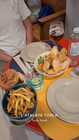 Vegan Burger and vegan hummus at Restaurante Atalaya in Torla-ordesa