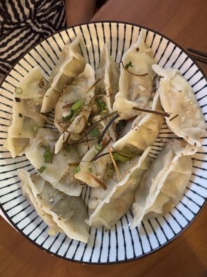 Mushroom dumplings   at Hum Vegan in Montreal
