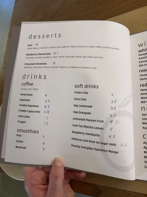 The menu  at Acai Plant Based Hotel & Restaurant in Rhodes