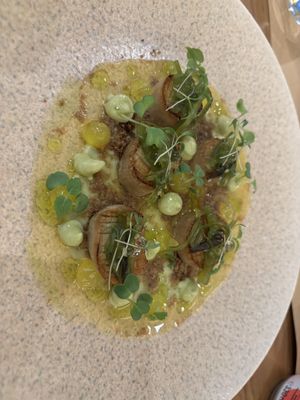 King oyster “scallops” - so fresh and flavourful!  at Acai Plant Based Hotel & Restaurant in Rhodes