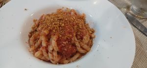 Busiate con pesto siciliano at Trattoria Lidia Renda in Marsala