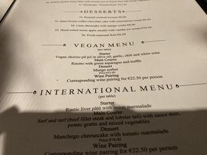 Veganes Menü Übersicht  at Candela Marbella in Malaga