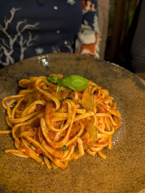 Courgette and tomato spaghetti at Vito's Italian Restaurant   in Sheffield