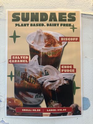 Plant based sundaes  at Kariton Sorbetes - Chinatown in Melbourne