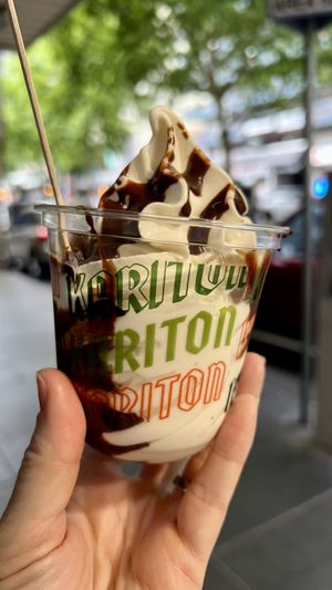 Soft serve with chocolate  at Kariton Sorbetes - Chinatown in Melbourne
