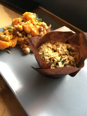 Spinach cheese muffin + butternut salad at Eden Cafe in Witney