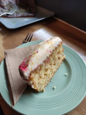 Lemon and passion fruit cake at Eden Cafe in Witney