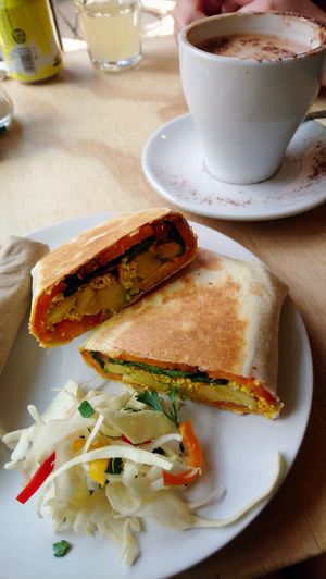 Tofu scramble and avacado breakfast burrito at Eden Cafe in Witney