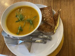 Soup and cheese Toastie at Eden Cafe in Witney