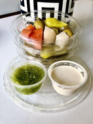 Pickles and dips  at Falafil Al Rabiah Al Khadra - Arjan in Dubai