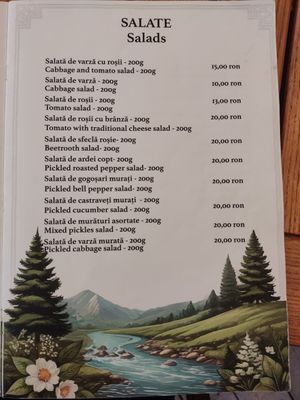 Salads - some vegan (not listed) at Cabana Paltinu in Sibiu