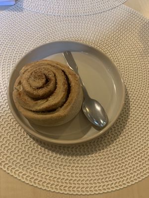 Cinnamon roll  at Roots Cafe in Chambery