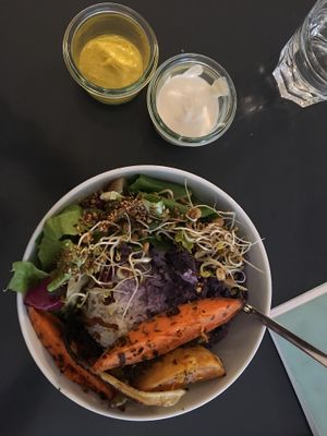 Rice, roasted veg and pickled cabbage  at Taracafe in Regensburg