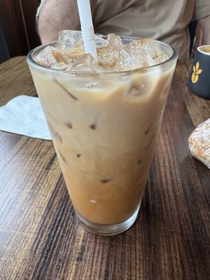 Cherry blossom pistachio latte with oat milk  at Barley Bean Coffee in Austin