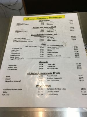 Menu  at Sunrise Caribbean in Washington