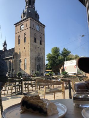 Church view and terrace  at Espresso House - Stortorvet in Oslo