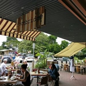 outdoor seating, dog friendly  at Footbridge Cafe in Brunswick Heads