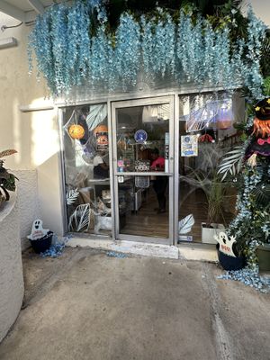 Outside.   Easy to find in the Caravelle courtyard   at Bleu Chocolát Workshop in St Croix