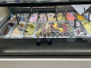 Even more flavors are behind the counter.  There's a daily list of all the vegan flavors on the counter   at Gelateria Azzurra - Via Salvatore Vigo in Palermo