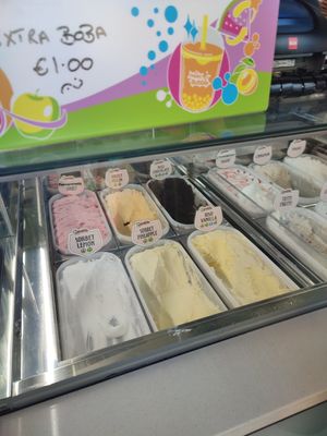 Left section is vegan. at Gelateria Granola in Marsalforn