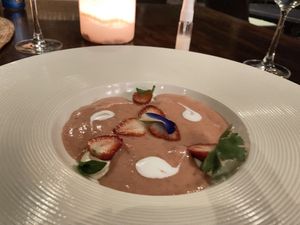 Strawberry gazpacho  at Sakti Dining Room in Mambal