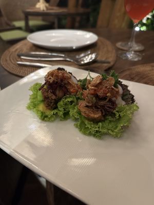 Jackfruit tacos  at Sakti Dining Room in Mambal