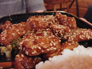 Vegan Sesame chicken at Tangerine Cafe in Cary