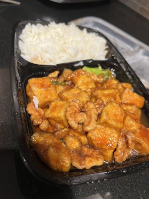 Vegan Tofu with Candied Walnuts  at Tangerine Cafe in Cary