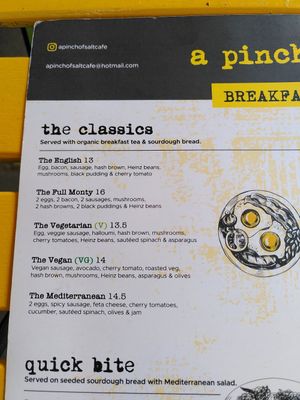 Menu 1 at A Pinch of Salt in London