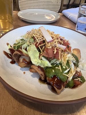 Taquitos de papa chaat (made vegan)  at Indicana  in Spokane