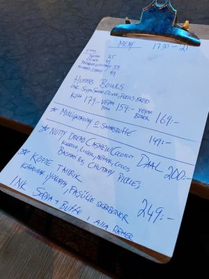 Yesterdays menu.  at Babajan in Stockholm