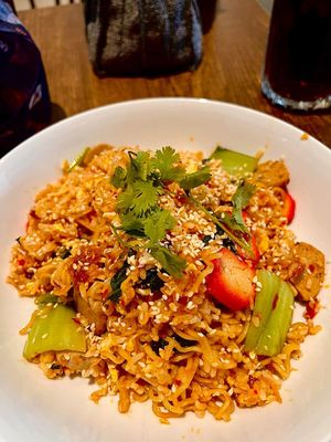 Mala Xiang Guo - Fried Noodle with Plantbased Charsiu  at Mala Awei in Jakarta