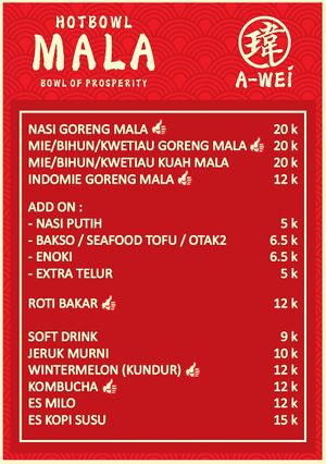 Menu  at Mala Awei in Jakarta