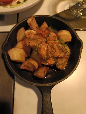 Vegan potatoes gravas at Viana Barcelona in Barcelona