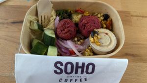 Beetroot falafel Buddha bowl £7.50 at BRS - SOHO Coffee Co in Bristol