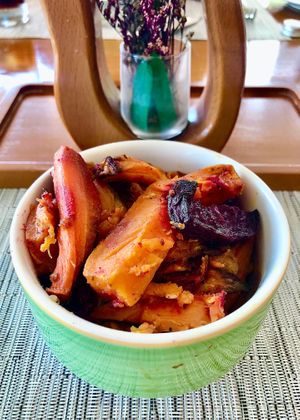 Roasted root vegetables  at Vibe in Dubai