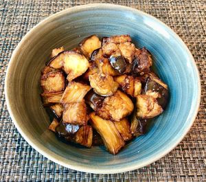 Fried aubergine  at The Spice Tree in Dubai
